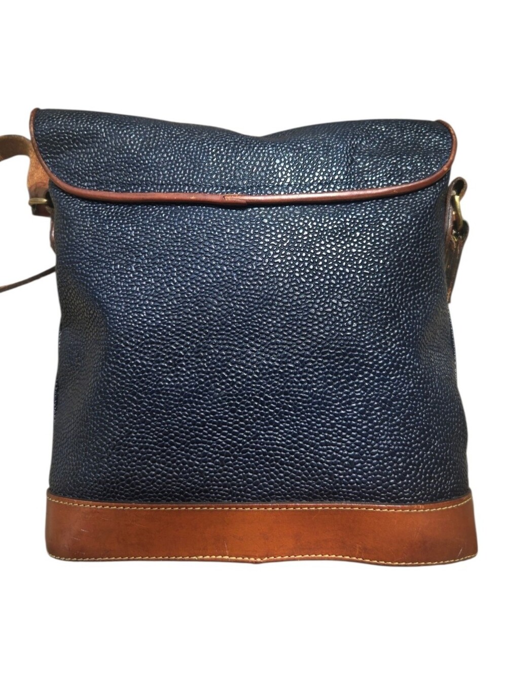 Vintage Mulberry Crossbody Bag Black Scotchgrain Leather Brown Trim - Picture 2 of 16